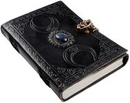 EXPORT 12 Celtic Witch Stone Leather Book of Shadows Journal Blank Spell Notebook Black The Triple Moon Uncharted Merchandise Deckle Edge Paper