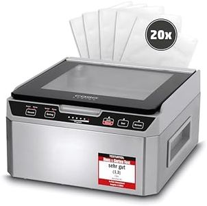 Caso VacuChef 40 - Kammervakuumierer aus Edelstahl, 3L Vakuumkammer 70 Liter/Minute, doppelte Schweißnaht, einstellbare Vakuum- und Schweißzeit, 1417