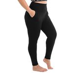 Walifrey Plus Size Leggings with Pockets for Women, High Waist Opaque Tummy Control Leggings Black 3XL