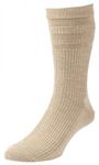 HJ90 Hall MENS SOFTOP No Elastic Wool Rich Socks 6-11 3pk All Oatmeal