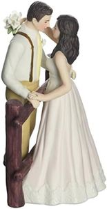 Rustic Couple Porcelain Figurine Wedding Cake Topper (Blush Dress)