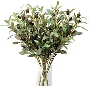 DVGUN 5 Pack Olive Branches Artificial Plants Greenery Stems Olive Leaves Fake Fruits Silk Plants