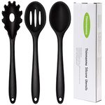 Silicone Spoons for Cooking, Heat Resistant Silicone Serving Spoons Silicone Pasta Silicone Slotted Spoon for Non Stick Cookware, Dishwasher Safe BPA Free Cooking Spoons for Mixing, Serving, Draining