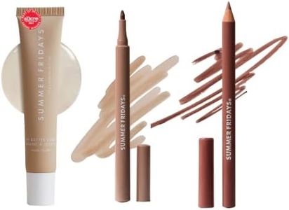Summer Fridays Vanilla Lip Trio- Lip Butter Balm Vanilla + Flushed Lip Stain Almond + SoftLine Lip Liner Toffee