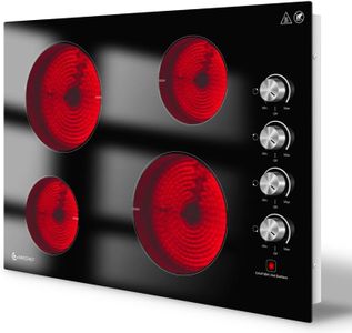 AMZCHEF Electric Cooktop 30" Built-in Electric Burner with 4 Burners, ETL Safety Certified, 240V Power Control by Knob, 7000W Electric Stove with Hot Surface Indicator