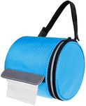 Hanging Toilet Paper Holder Waterproof Tissue Holder Cat Proof Roll Paper Case Cover Portable and Foldable Roll Storage Bag with Adjustable Strap for Wall Car Camping Tent Home Office Blue Honeycomb