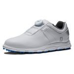 FootJoy Pro|SL Boa Junior Golf Shoe, White/White/Blue, 2 US Unisex