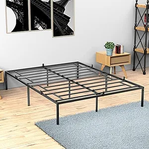 ROWEQPP Queen Metal Bed Frame, Platform Bed Frame with Steel Slat Support Heavy Duty Frame, No Box Spring Needed, Easy Assembly 80"(L)×60.3"(W)×13.8"(H),Queen Size,One Size,bedfr01