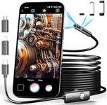 CARPDIM [Dual-Lens] Endoscope Camera with Light,1980P Borescope Inspection Camera with 8+1 Adjustable LED Lights IP68 Waterproof 16.5FT Semi-Rigid Snake Cord Camera for iPhone, iPad and Android Phone, XH0067