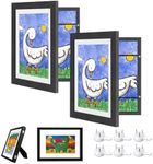 KBKBART Kids Art Frames, 2-Pack 10x12.5 Front Opening 8.5x11 Kids Artwork Frames Changeable, Black Children Art Project Kids Storage Display Picture Frames Holds 50-150 Pcs for 3D Picture, Crafts, Children Drawing, Hanging Art, Portfolio
