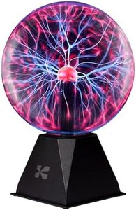 Katzco 8 Inch Plasma Ball - Static Electricity in a Vacuum Pressurized Glass Globe - Nebula Thunder Lightning, Plug-in - for Parties, Decorations, Prop, Home, STEM