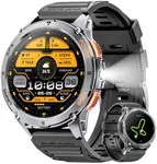 Military Smart Watch for Men with GPS, 1.43" AMOLED Bluetooth Call Smartwatch with LED Flashlight, Rugged Smart Watches for Android iOS, IP68 Waterproof Fitness Tracker with Heart Rate (Black)