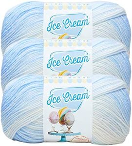 Lion Brand Yarn (3 Pack) Ice Cream Baby Yarn, Blueberry