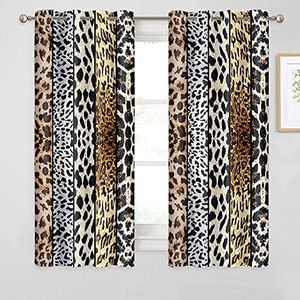 BSPPTI Wild Animals Print Curtain, Multiple Skins Room Darkening Thermal Insulated Blackout Grommets Window Drapes for Living, Dining, Bedroom, 52"x 63", 2 Panels, CLLSSP1043