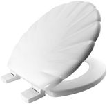 Bemis Shell Ultra-Fix White Toilet Seat. Wooden Toilet Seat with Water Based Paint for Easy Clean. Round Toilet Seat with Shell Design & Plastic Hinges. Universal Toilet Seat with Quick Installation