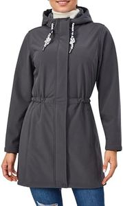 ATLASLAVA Women‘s Fall Softshell Rain Jacket, Warm Fleece Lined Hooded Windbreaker, Insulated Long Winter Coat