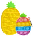 Toyshine Pack of 2 - Big and Small Pineapple- Fidget Popping Sounds Toy, BPA Free Silicone, Push Bubbles Toy for Autism Stress Reliever, Sensory Toy Pop It Toy