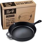 Fresh Australian Kitchen Polished Super Pre-Seasoned 12 Inch (30cm) Cast Iron Skillet Fry Pan. Perfect for Frying, Camping BBQ. Oven Safe.