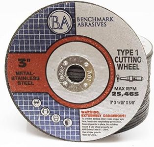 Benchmark Abrasives 3" Type 1 Aluminum Oxide Thin Cut Off Wheel, 1/16" Thick 3/8" Arbor, Metal Cutting Grinding Wheel for Stainless Steel, Cast Iron, Titanium, Die Grinder Discs - 1000 Pack