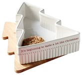 Mud Pie Holiday Tree Shaped Baker and Serving Set, White/Brown, 9.8" x 12"