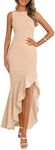 PRETTYGARDEN Women's Summer Bodycon Maxi Dress 2025 Sleeveless Ruffle Mermaid Cocktail Wedding Guest Formal Long Dresses(Apricot,Small)