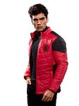 The Souled Store Official Spider-Man: Logo Men and Boys Long Sleeve Zipper Front Red and Black Graphic Printed Polyester Puffer Jackets