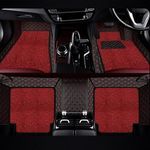 AutoZing® Premium 7D Car Floor Mat Full Set for Mercedes Benz GLA -250, Luxury Leather with Detachable Curly/Grass Car Foot Mat with Heal Pad, 100% Waterproof & Anti-Skid (Black Red)