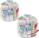 Absonic 500 PCS Acrylic Pencil Holder, 360 Rotating Clear Marker Organizer, Pen Crayon Marker Caddy Organizer for Desk, Desktop Storage and Organizer for Office School Art Supplies, 2 Pack