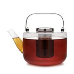 Viva Bjorn Large Glass Teapot, Steeper Kettle with Removable Strainer Filter, Black, 40 Ounce