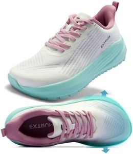 Extrun Women's Fashion Orthopedic Comfortable Sneakers: Orthopedic Diabetic Mesh Upper Arch Support Shoes, Mesh Upper Breathable Cushioned Shoes for Hiking Comfortable Activities Pink White Size 11