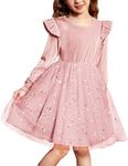 Arshiner Girls' Dresses Toddler Tutu Velvet Tulle Birthday Party Winter Long Sleeve Dress Pink 4t