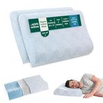 The White Willow Orthopedic Cervical Set of 2 Cooling Gel Memory Foam Pillow for Neck, Shoulder & Spondylitis Pain Relief Bed Pillow for Sleeping with Pillow Cover (18.5" Lx10.5 Wx2.9 H) Blue X-Small