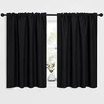 NICETOWN 45 Inches Blackout Curtains - Bedroom Noise Reducing Rod Pocket/Back Tab Short Halloween Window Drapes (42-in Wide by 45-in Long, Black, 2 Pcs)