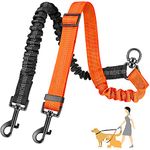 SlowTon Double Dog Leash Coupler, No Tangle 360° Swivel Dual Leashes for Walking 2 Dogs, Adjustable Length Reflective Splitter Leash for Training, Small, Medium & Large Two Dogs(Black&Orange)