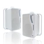 STUDIOFINIX 3.5 Inch Outdoor Bluetooth Speakers Waterproof Wired,3 Way 200W Upgrade Premium Wall Mount Speakers,Ideal use in Patio,Deck, Indoor Outdoor(White)