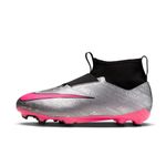 NIKE Jr. Zoom Mercurial Superfly 9 Academy XXV MG Little/Big Kids, Size 3, Metallic Silver/Hyper Pink-black-volt, 3 US Big Kid