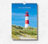Lighthouse Calendar 2025: Monthly Wall Calendar with Notes, Hanging A4 Size, Includes key dates & holidays