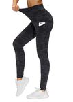 THE GYM PEOPLE Thick High Waist Yoga Pants for Women, Tummy Control Workout Running Yoga Leggings with Pockets (Small, Camo)