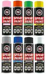 SuperGift.com 8 Cans Gloss Finish 250ml Multipurpose Aerosol Spray Paint Can For All Purpose