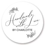 Personalised Floral 'Handmade With Love' Stickers/Labels for Crafters, Bakeries and Small Businesses (37mm (35 per sheet), Personalised, White)