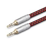 Primeda -3.5mm AUX Cable, 3.2ft/1M - Audiophile AUX Cord Audio Cable -HEAVY DUTY and great for Car, Phone, Smartphone,Headphone, Tablet, Home Stereos, Laptop and More- Red