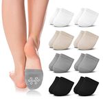 Jinny's Shoppe 8 Pairs of Toe Topper Liner No Show Invisible Non-Skid Half Seamless Mule Socks for Women, Neutral Tone, One Size