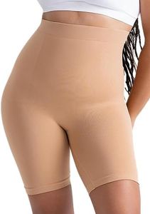 SHAPERMINT High Waisted Body Shaper Shorts Shapewear for Women Tummy Control Thigh Slimming Technology Sand