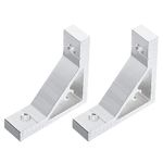 uxcell 2Pcs 90 Degree Angle Aluminum Profile Corner Brackets, Corner Brace Joint Connectors for 2020 Series (Silver Tone)