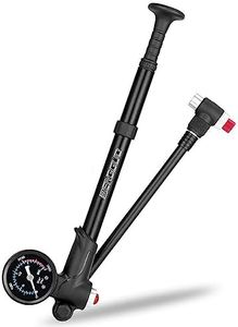 Mini Hand Bike Pump Portable, 2 in 1 Bike Tire Pump & Shock Pump, 300PSI Bicycle Air Pump with Pressure Gauge- Presta and Schrader Valves Compatible, Flexible Hose Connector stored Entirely Inside