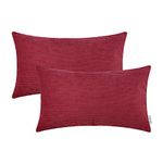 CaliTime Cushion Covers 2 Pack 30cm x 50cm Burgundy Ultra Soft Corduroy Striped Both Sides Throw Pillow Cases