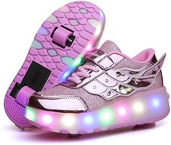 Ufatansy Uforme Kids Wheelies Lightweight Fashion Sneakers LED Light Up Shoes Single Wheel Double Wheels Roller Skate Shoes Size: 11.5 Little Kid