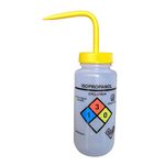 AANIJ® Safety Vented LABELLED ISO-PROPA-NOL | wash Bottle| LDPE made Wide mouth wash bottle Printed-Four color 500ml (16oz) Yellow Polypropylene Cap (Pack of 1)