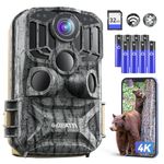 DEATTI Wildlife Camera, 4K 48MP HD WiFi Bluetooth Trail Camera with Night Vision Motion Activated, 120°Detection Angle with 32GB Card for for Garden Wildlife, IP66 Waterproof, 8*AA Batteries