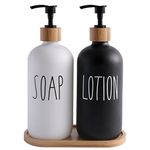 MOMEEMO Soap Dispenser Bathroom Set with Hand Soap & Lotion Dispenser, Suitable for Farmhouse Bathroom Decor, Black and White